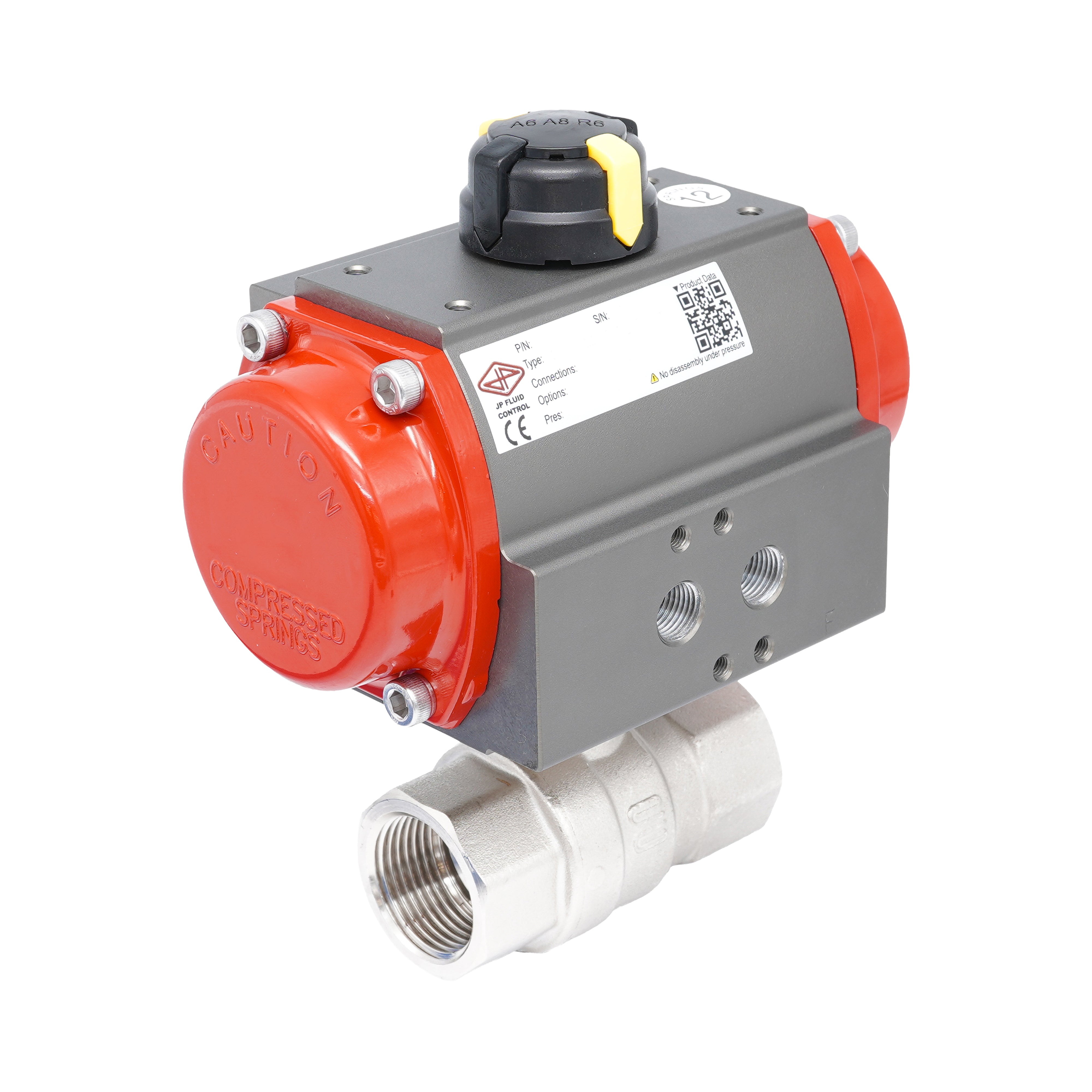 Rp 1 1/4" 2-Way Pneumatic Brass Ball Valve - Spring Closing