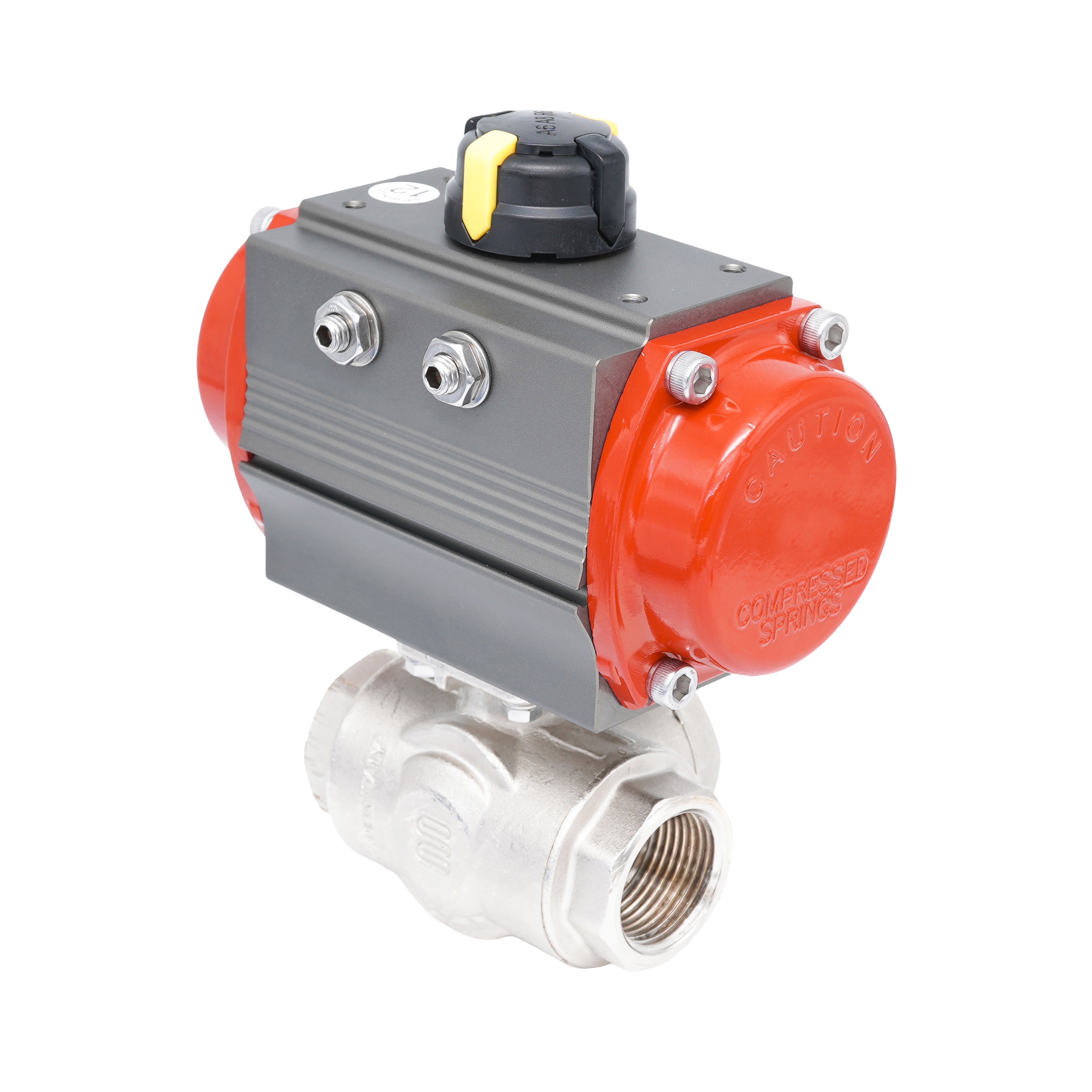 Rp 2" T-Bore 3-Way Pneumatic Brass Ball Valve - Spring Opening Bild 3