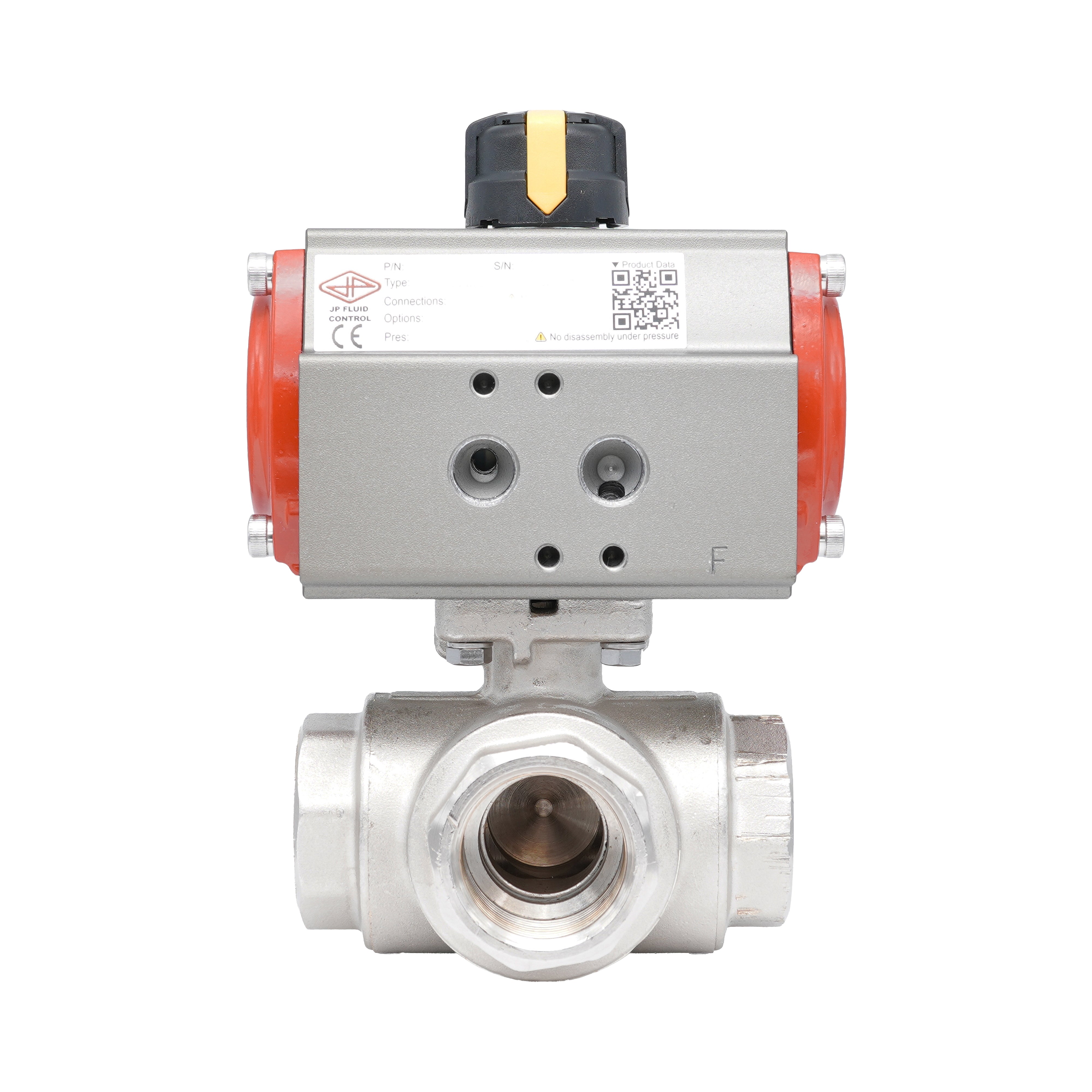 Rp 3/8" L-Bore 3-Way Pneumatic Brass Ball Valve - Double Acting Bild 5