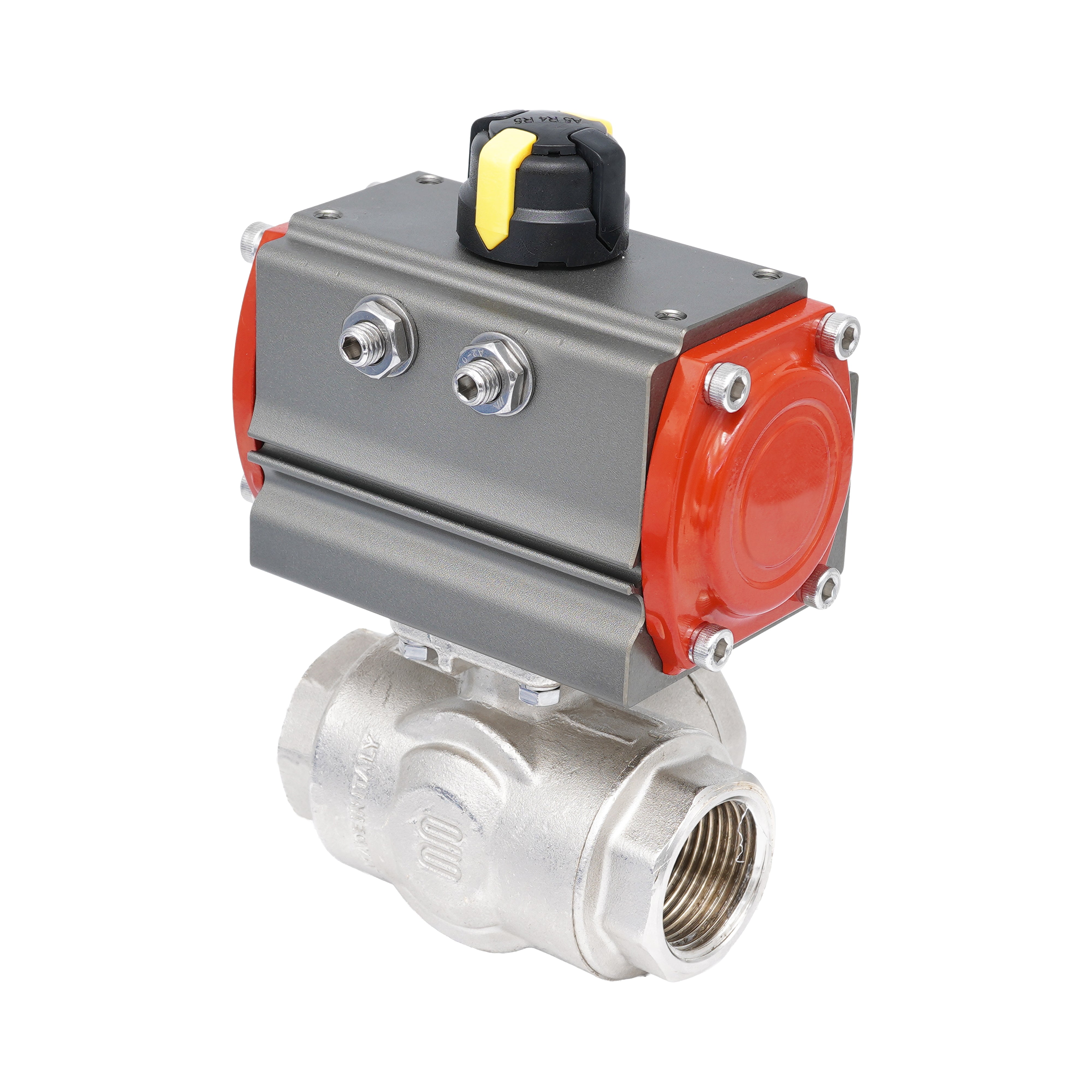 Rp 1" L-Bore 3-Way Pneumatic Brass Ball Valve - Double Acting Bild 4