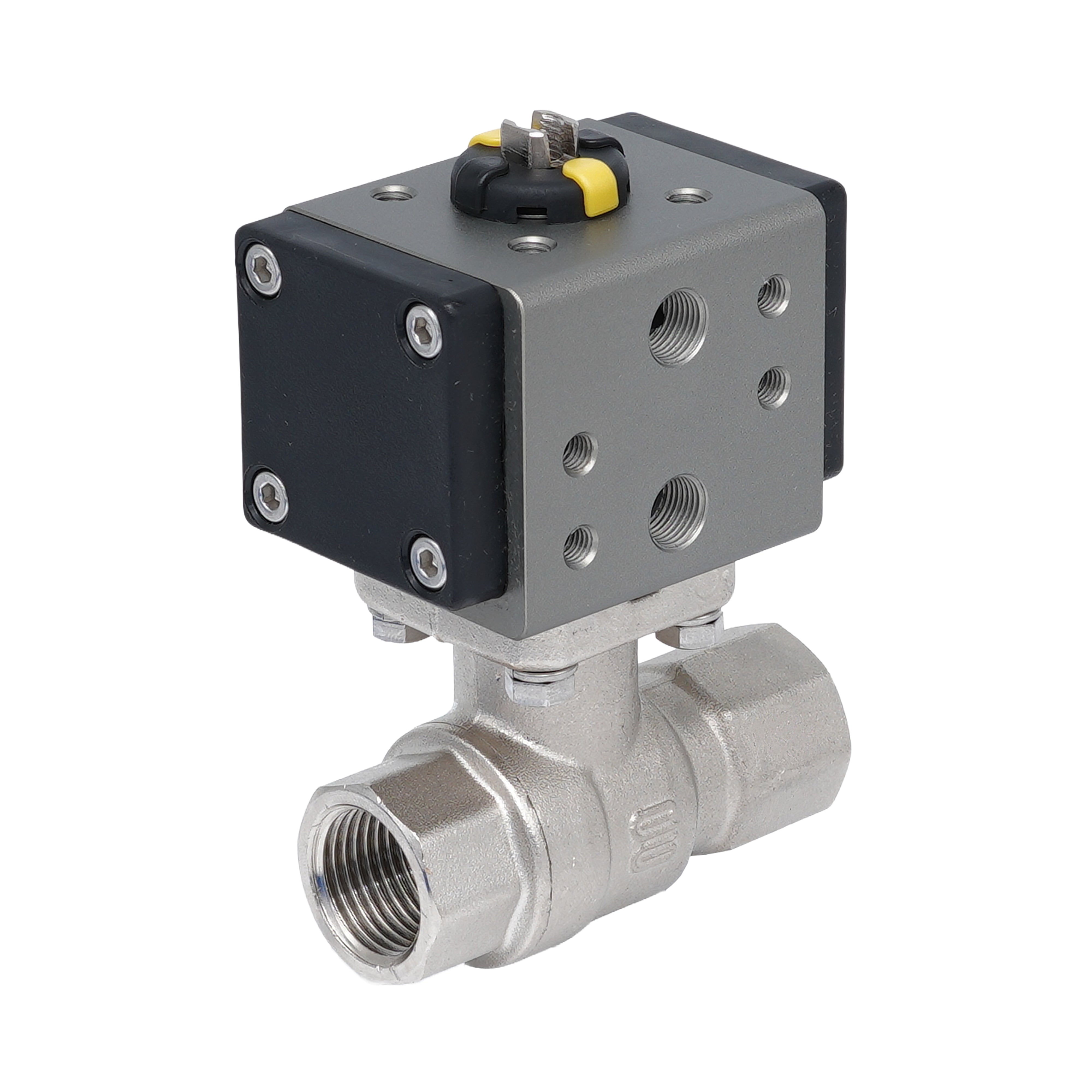 Rp 3/8" 2-Way Pneumatic Brass Ball Valve - Double Acting