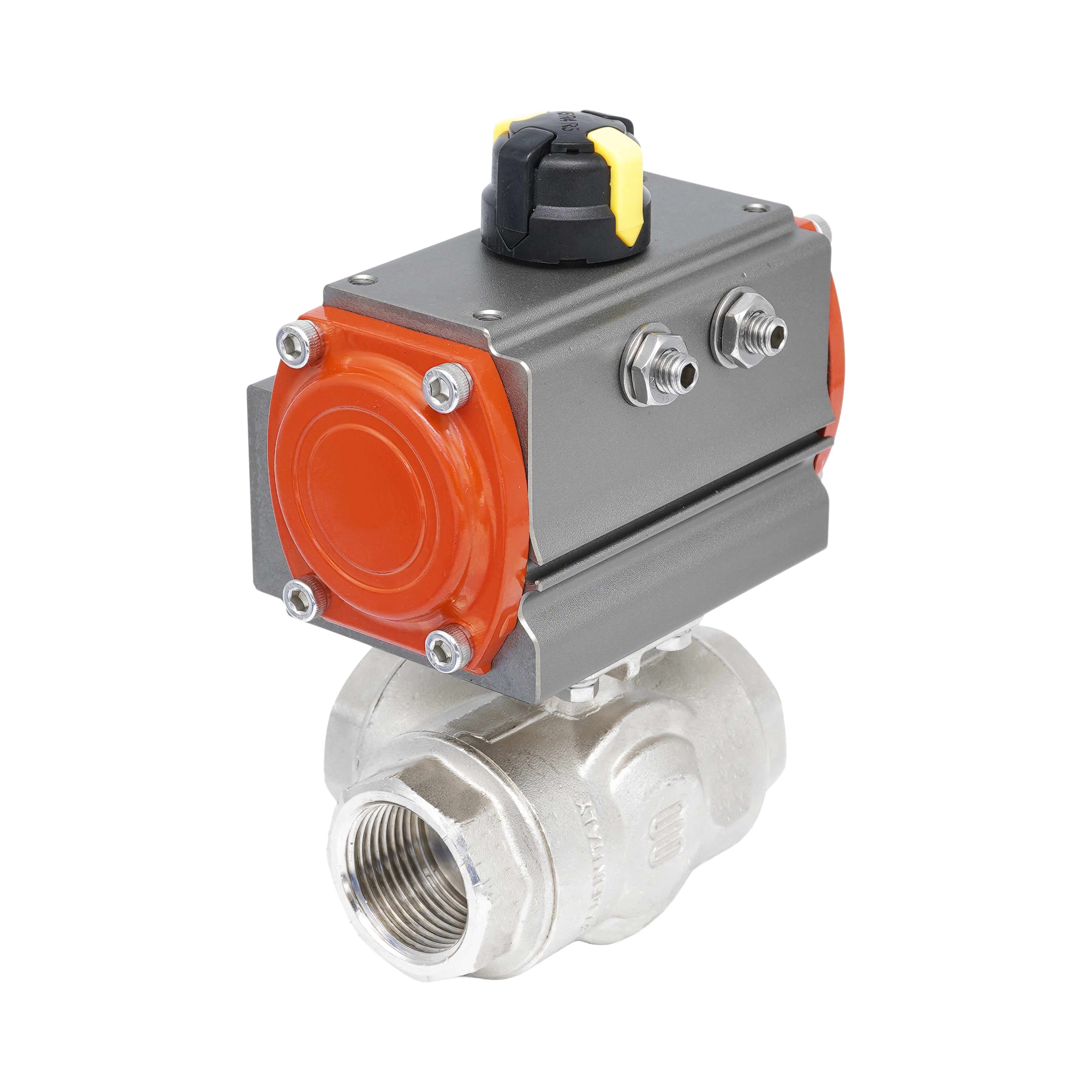 Rp 1/4" L-Bore 3-Way Pneumatic Brass Ball Valve - Double Acting Bild 3