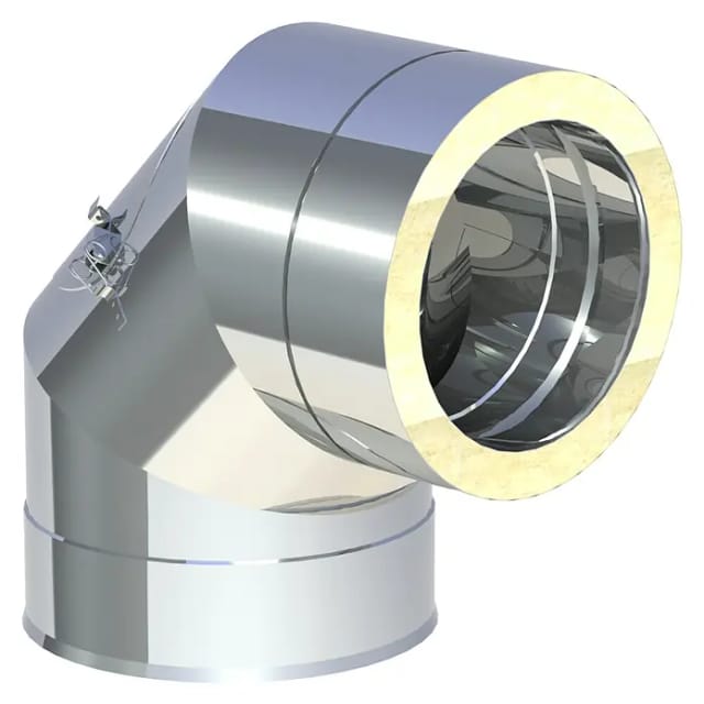 Jeremias - dw-eco 2.0 Winkel 90° mit Revisionsöffnung (bis 600°C/N1) Edelstahl ø 130 mm