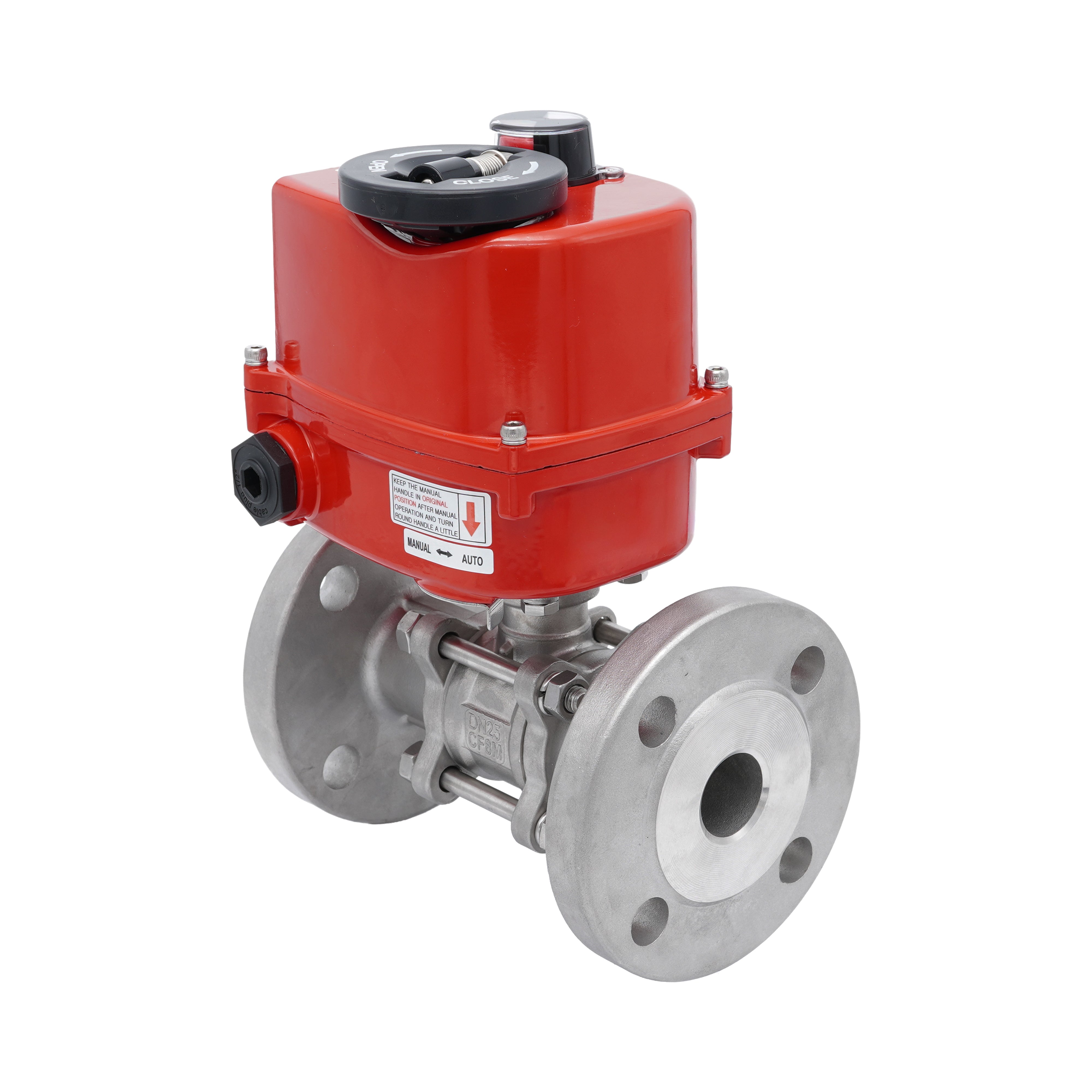 Electrical Actuated 3-Part Flanged Ball Valve 2-Way DN15 PN40 Stainless Steel 100-240 V AC Bild 4