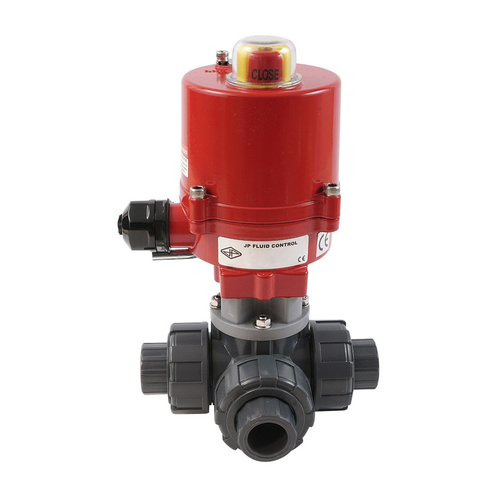 Solvent Socket 50mm L-Bore 3-Way PVC Electric Ball Valve 24 V AC/DC PTFE/EPDM Full Bore Bild 2