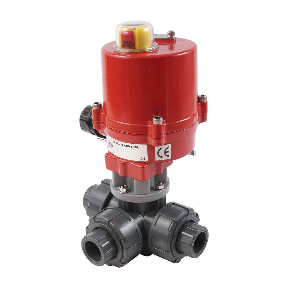 Solvent Socket 50mm L-Bore 3-Way PVC Electric Ball Valve 24 V AC/DC PTFE/EPDM Full Bore Bild 3