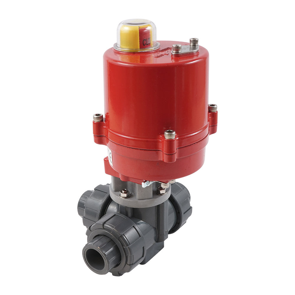 Solvent Socket 50mm L-Bore 3-Way PVC Electric Ball Valve 24 V AC/DC PTFE/EPDM Full Bore Bild 4