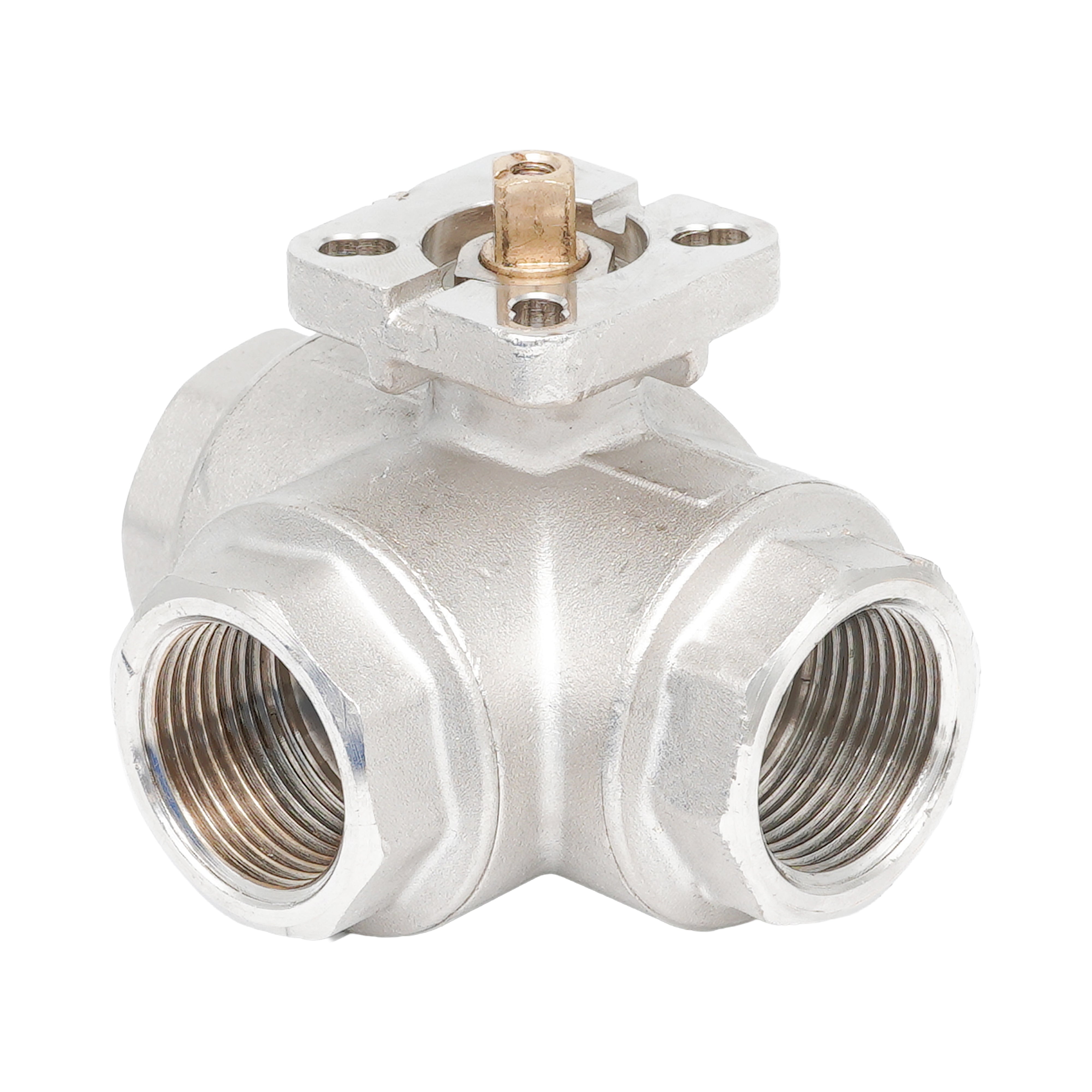 Rp 3/4" Brass 3-way T-Bore Ball Valve ISO-Top F03 PN40 Bild 2
