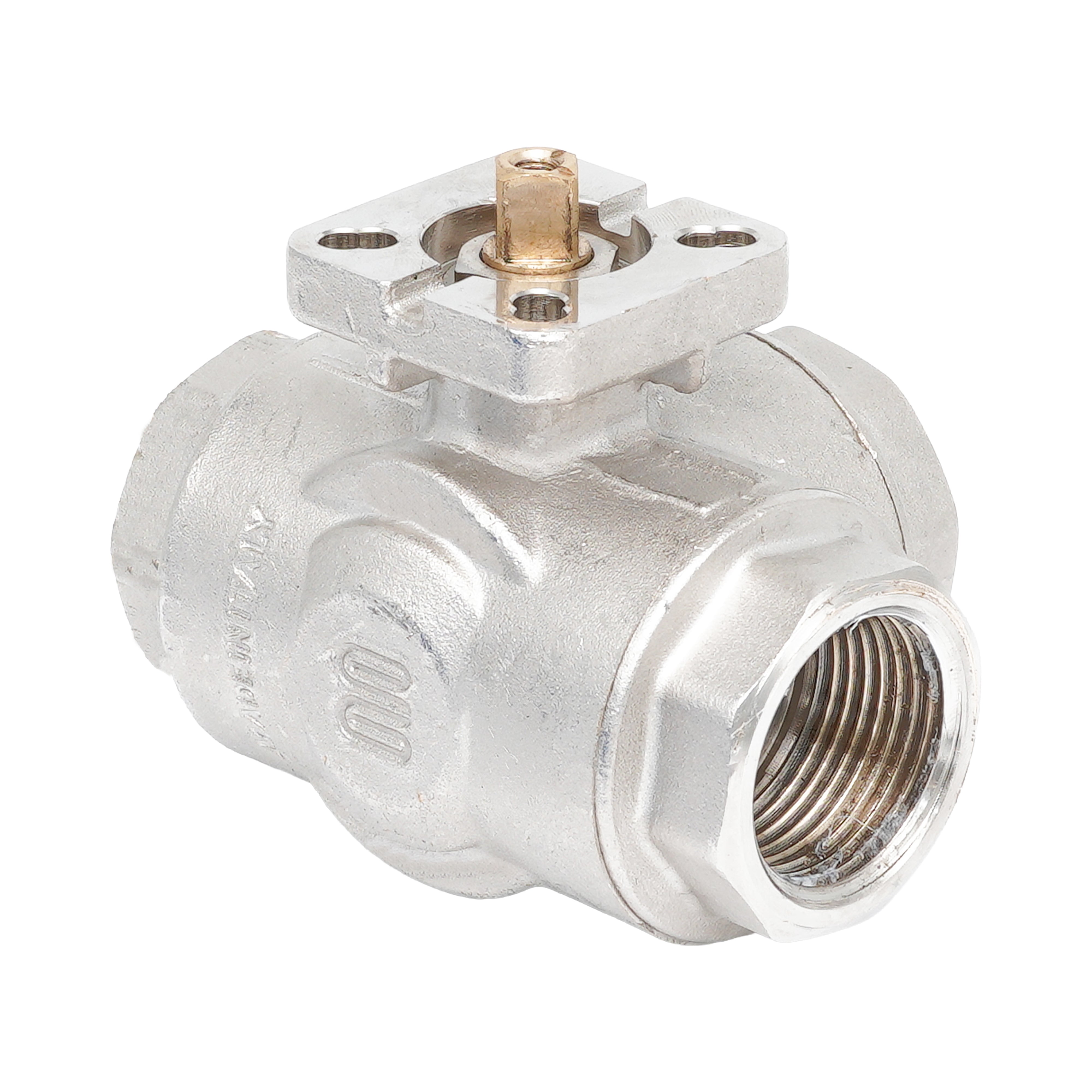 Rp 1/4" Brass 3-way T-Bore Ball Valve ISO-Top F03 PN40 Bild 4