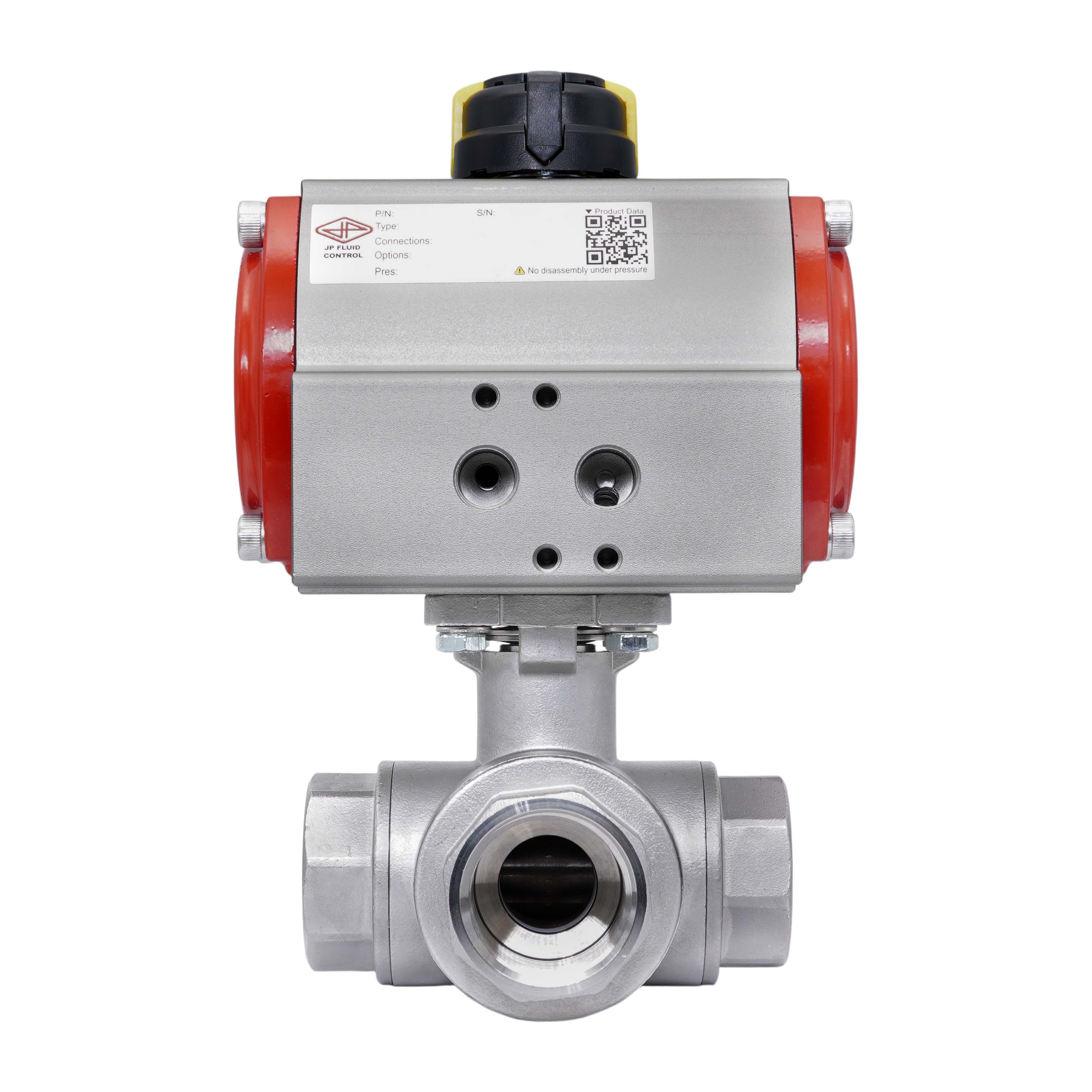 G 3/4'' L-Port 3-Way Pneumatic Stainless Steel Ball Valve Spring-Open Bild 5