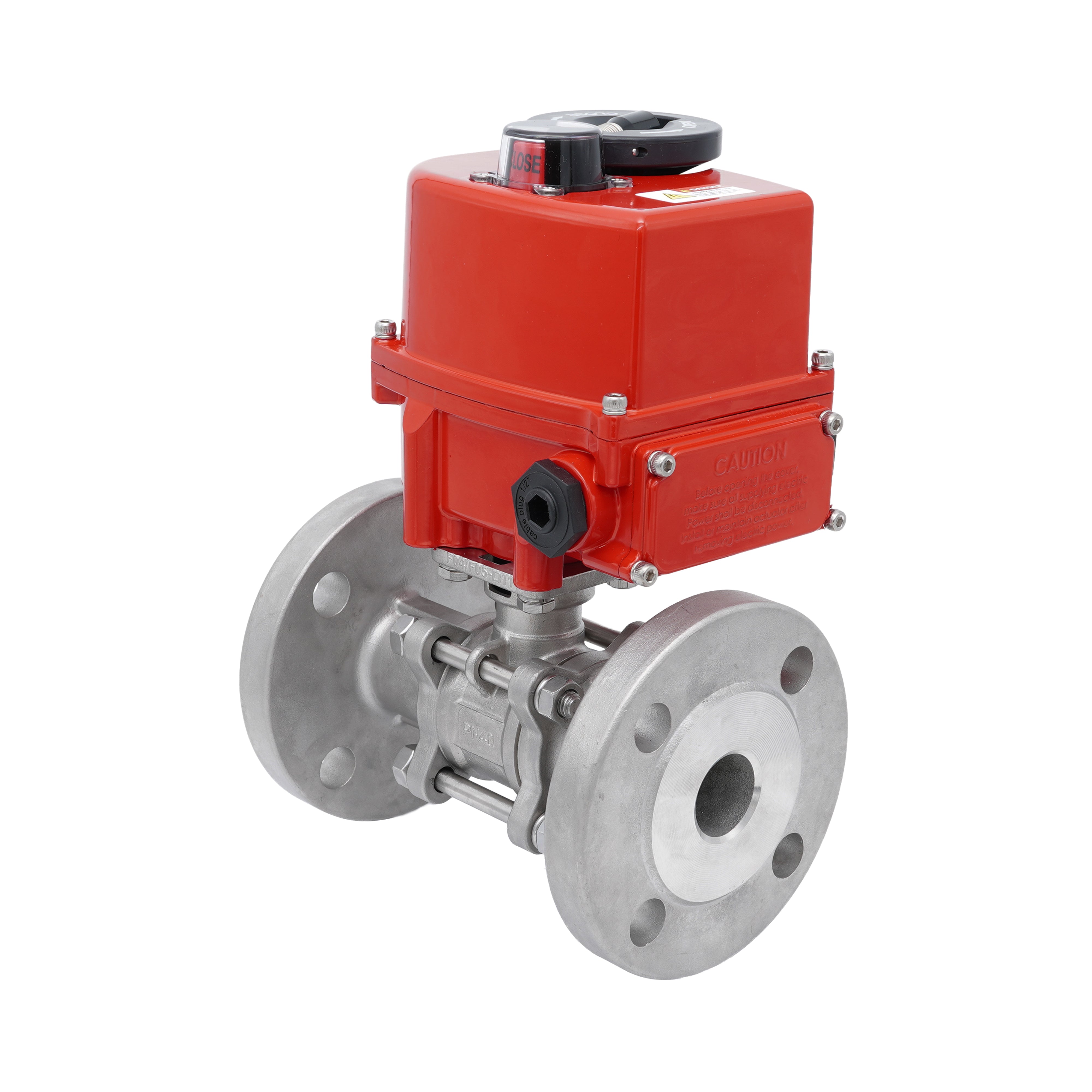 Electrical Actuated 3-Part Flanged Ball Valve 2-Way DN25 PN40 Stainless Steel 100-240 V AC Bild 2