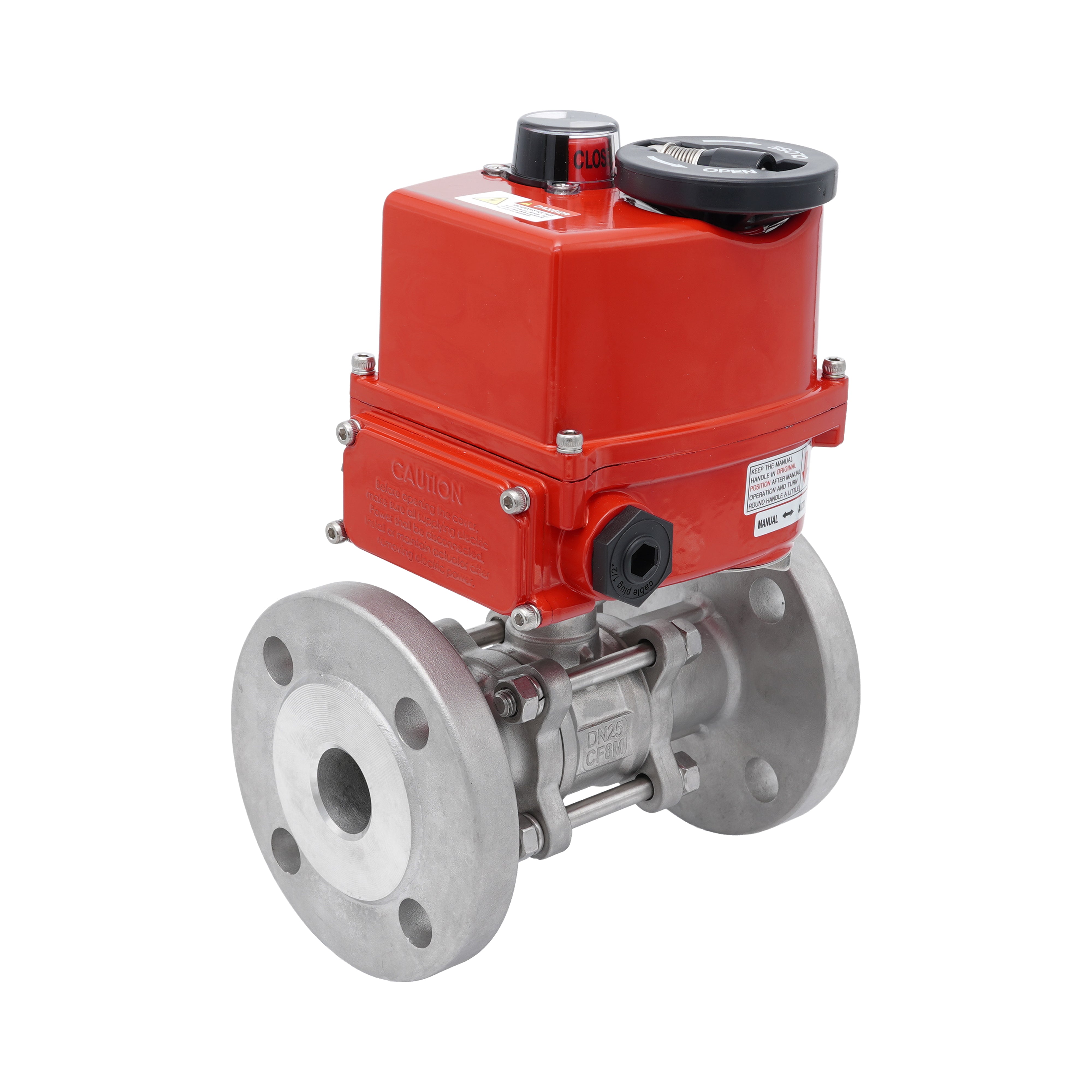 Electrical Actuated 3-Part Flanged Ball Valve 2-Way DN25 PN40 Stainless Steel 24 V AC/DC Bild 3