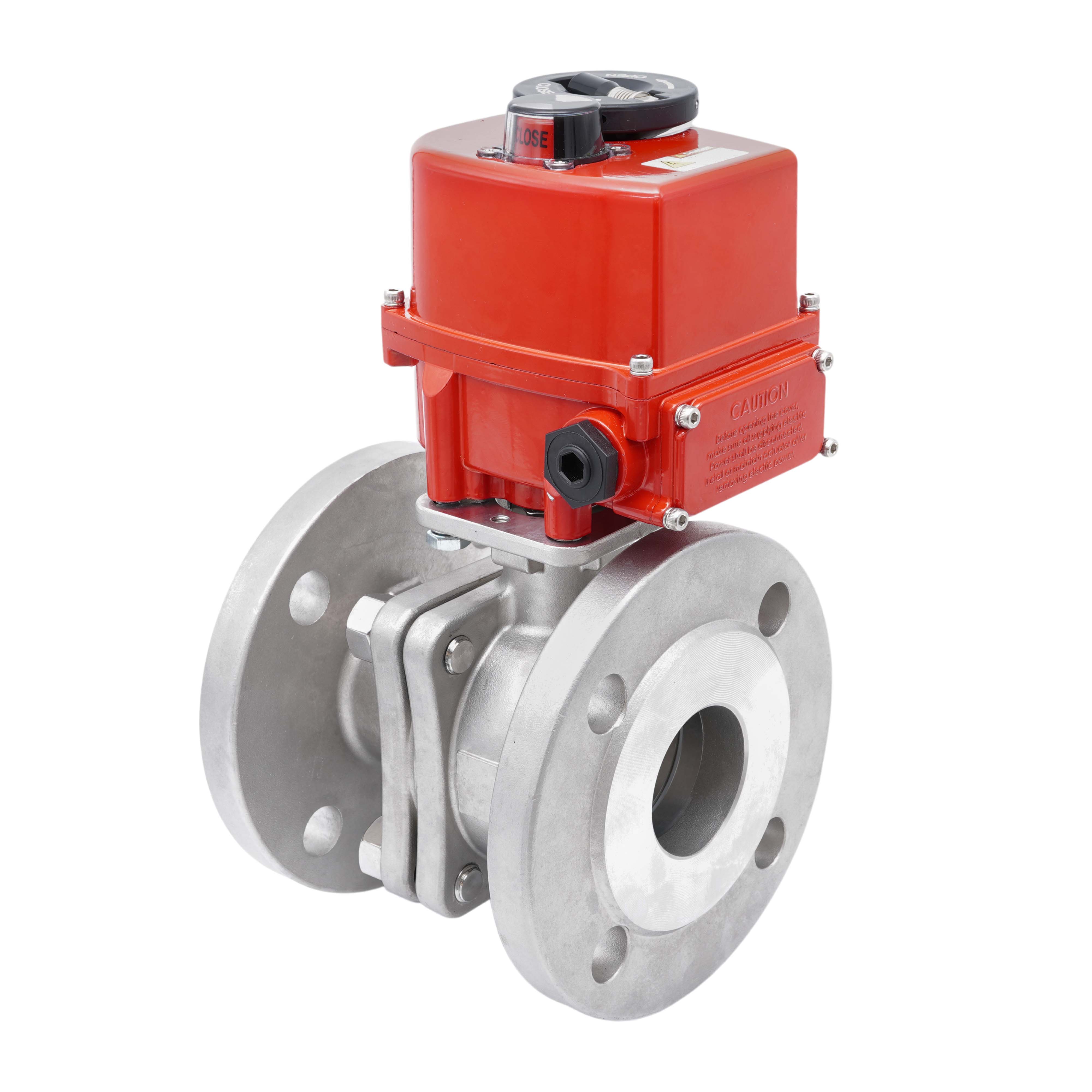 Electrical Actuated 2-Part Flanged Ball Valve 2-Way DN15 PN40 Stainless Steel 100-240 V AC Bild 2