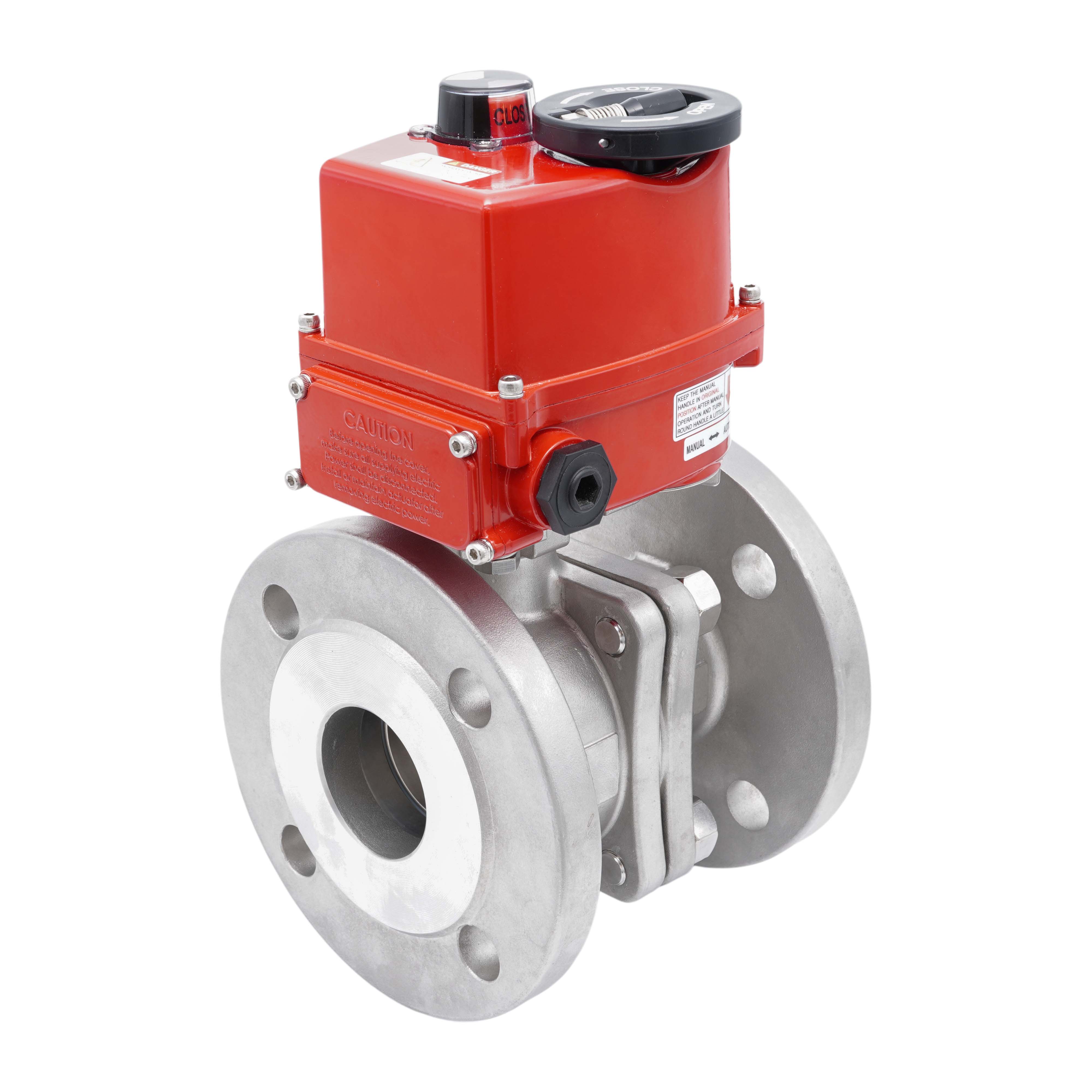 Electrical Actuated 2-Part Flanged Ball Valve 2-Way DN15 PN40 Stainless Steel 100-240 V AC Bild 3