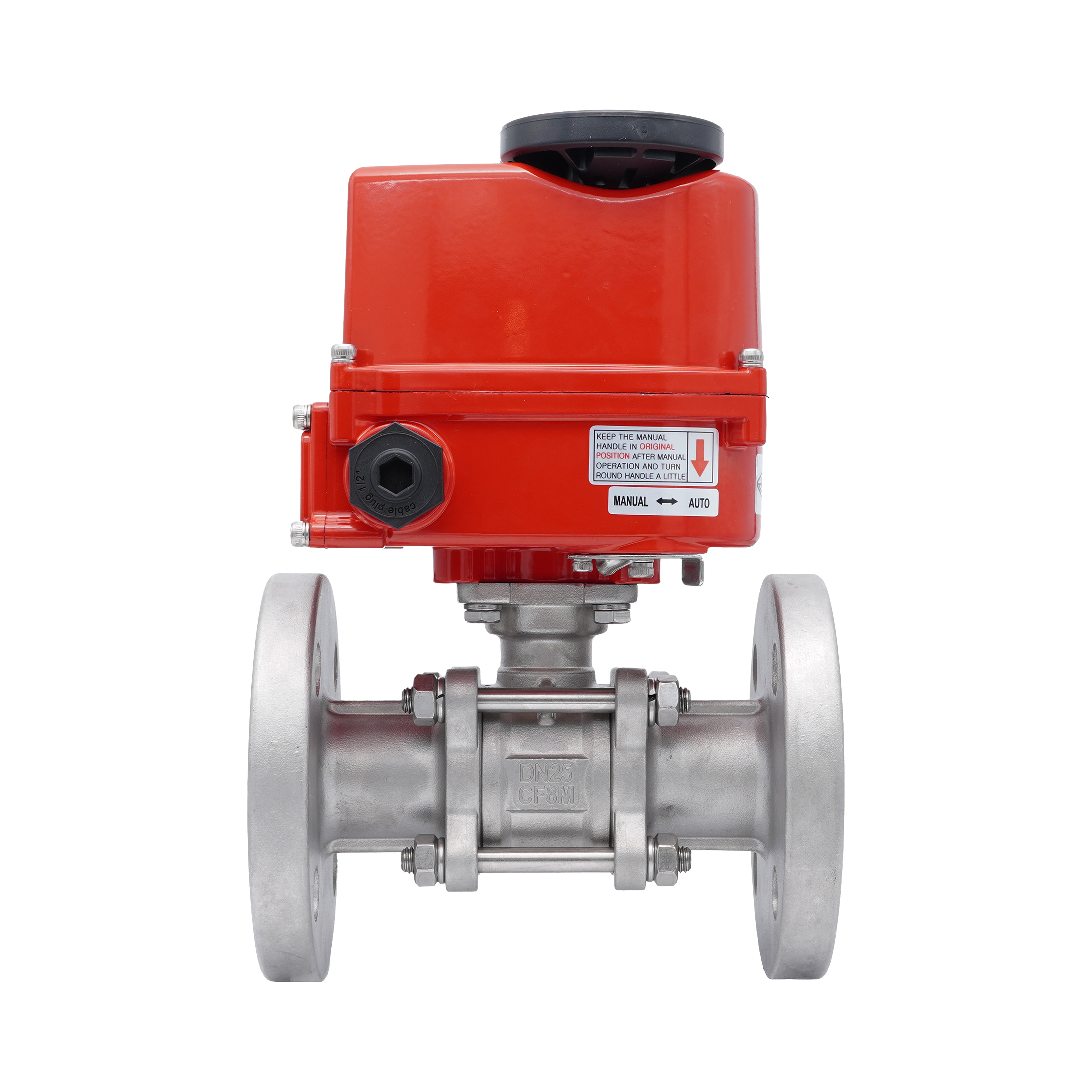 Electrical Actuated 3-Part Flanged Ball Valve 2-Way DN20 PN40 Stainless Steel 100-240 V AC Bild 5