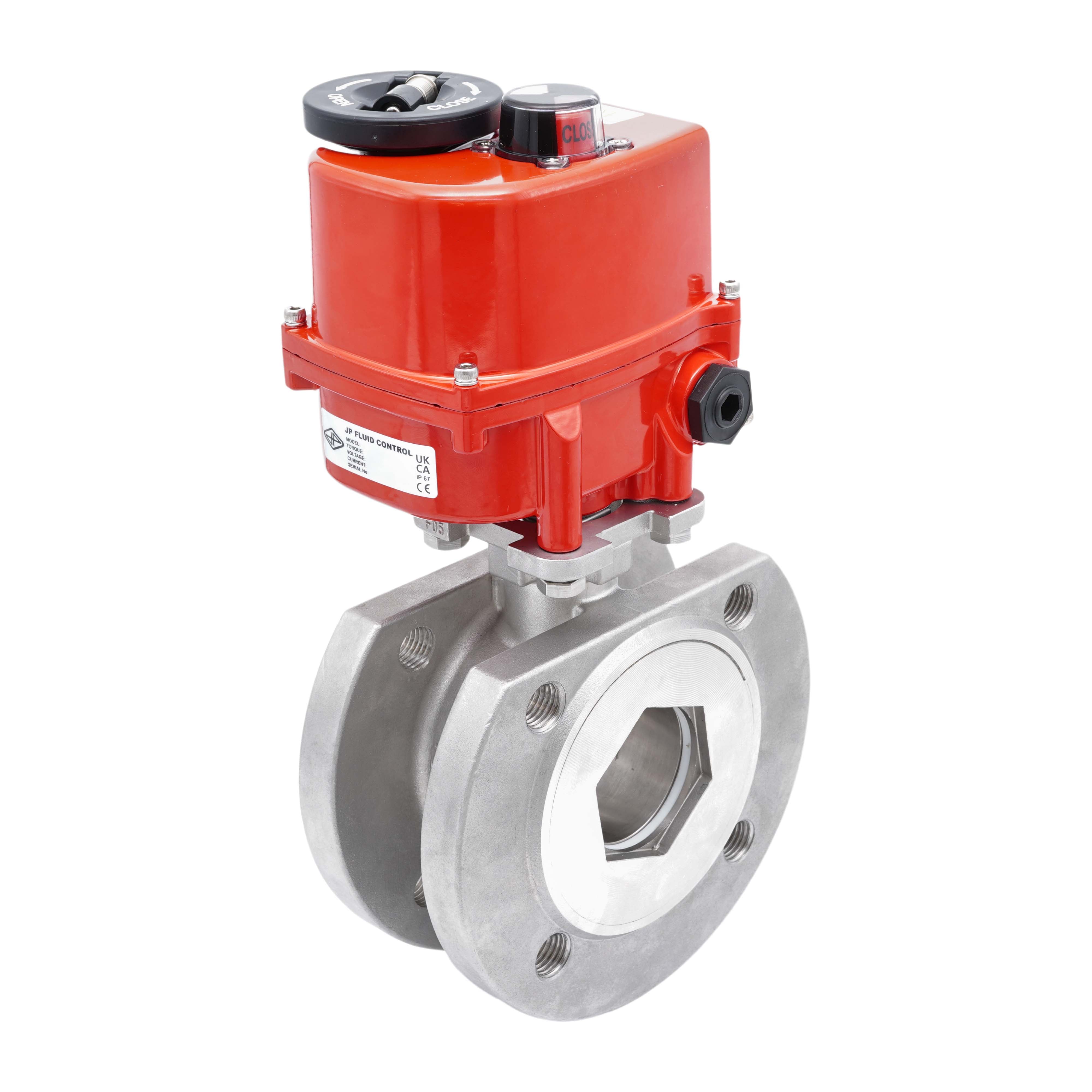 Electrical Actuated Wafer Flanged Ball Valve 2-Way DN25 PN40 Stainless Steel 100-240 V AC