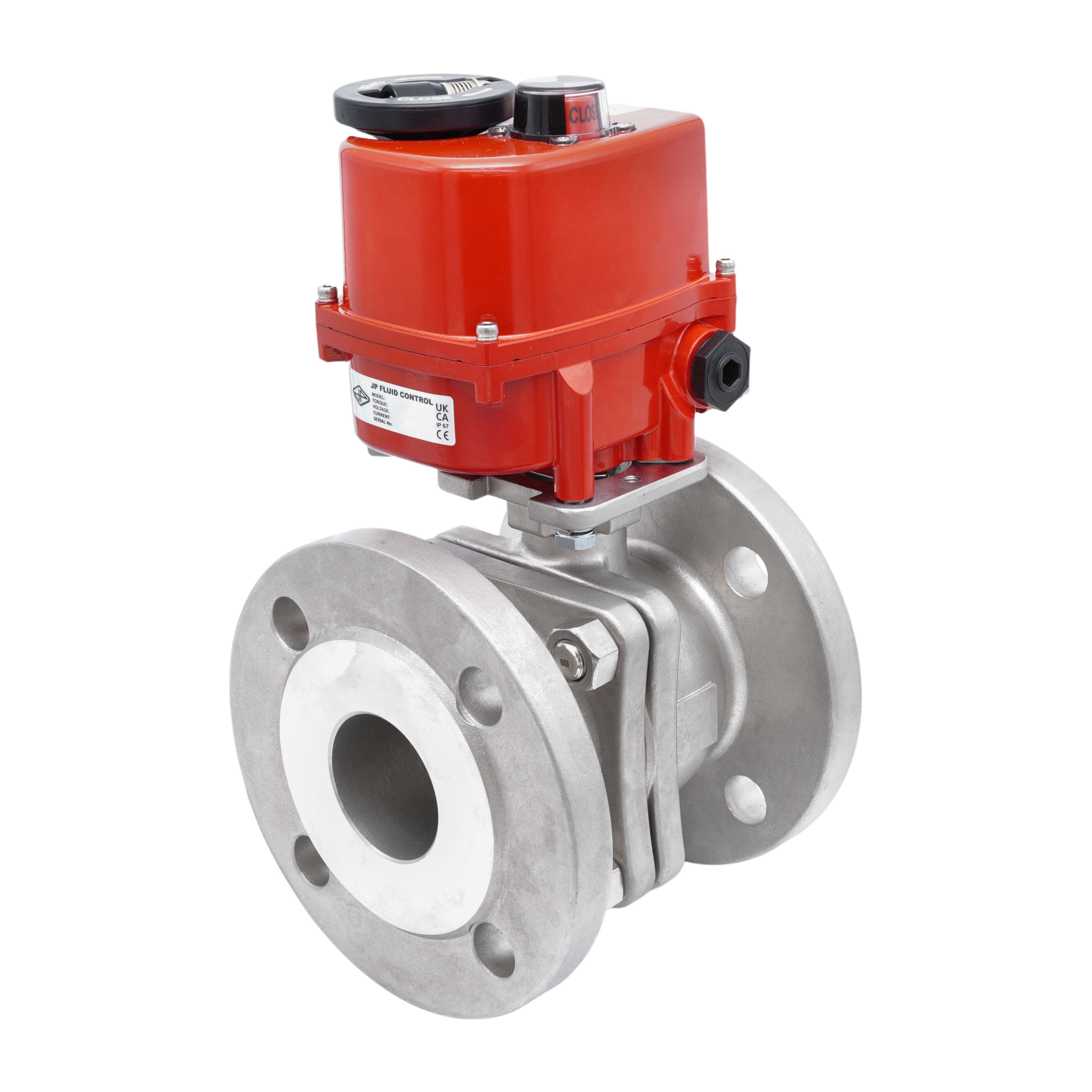 Electrical Actuated 2-Part Flanged Ball Valve 2-Way DN25 PN40 Stainless Steel 100-240 V AC