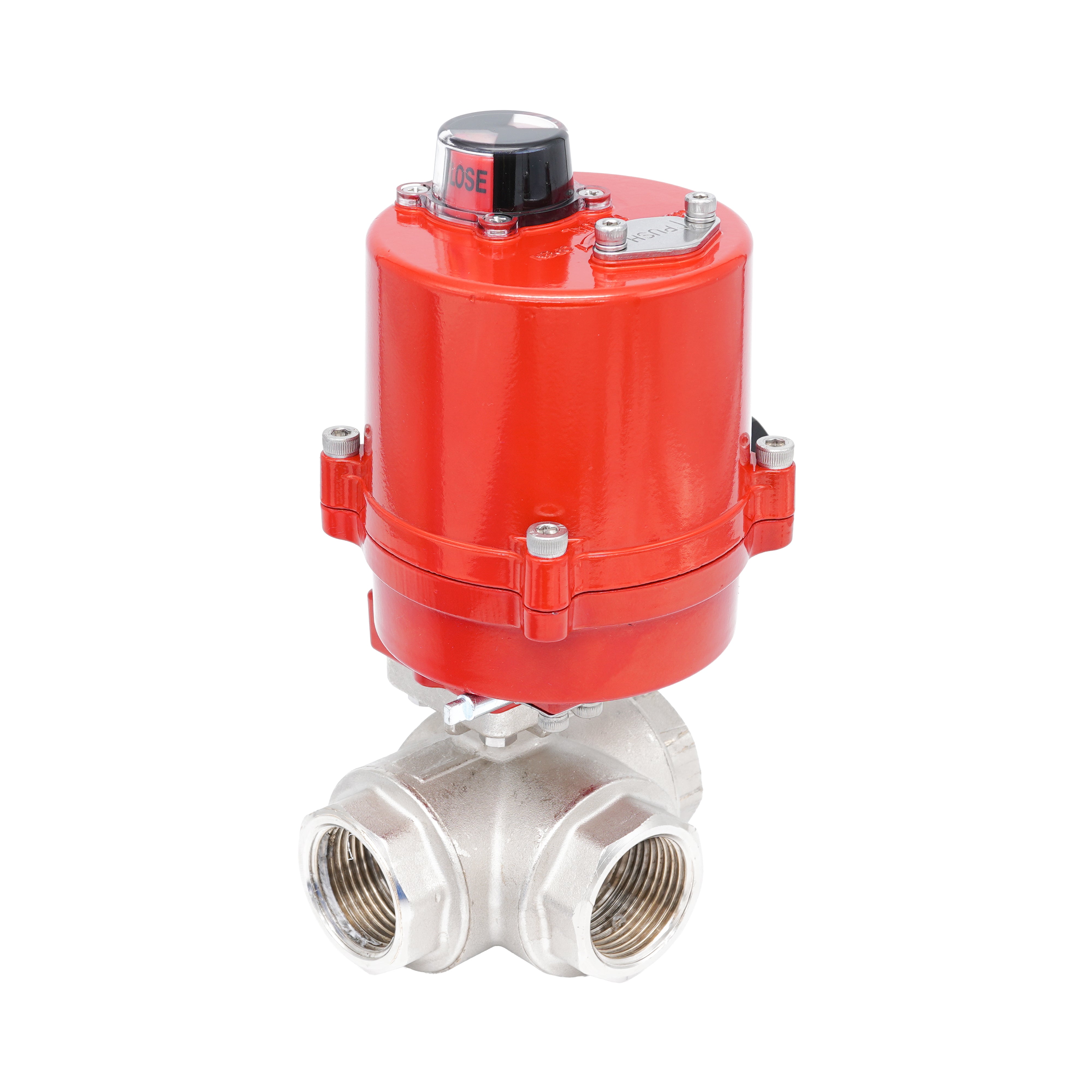 Rp 1-1/4" L-Bore 3-Way Electric Brass Ball Valve 100-240 V AC