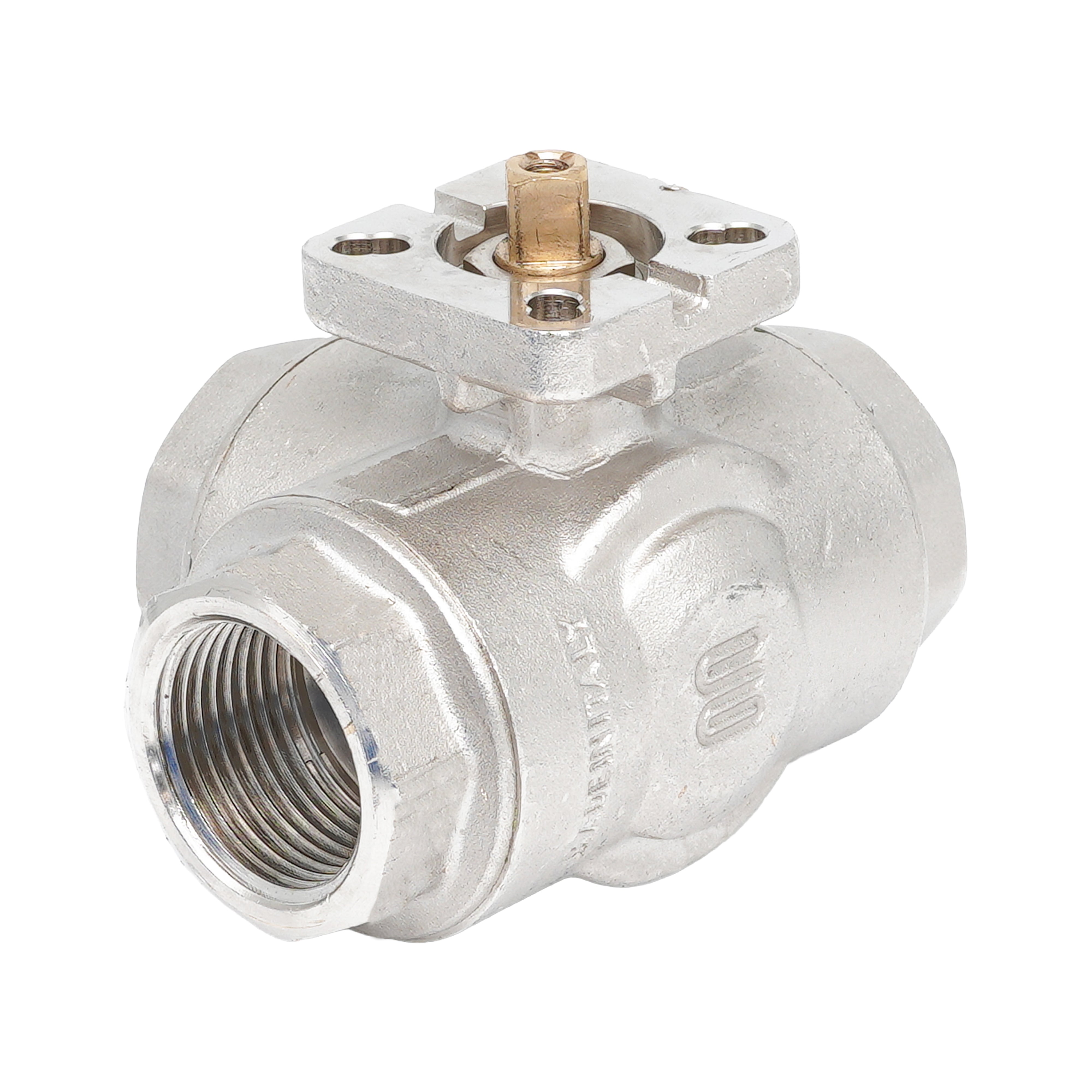 Rp 1/2" Brass 3-way T-Bore Ball Valve ISO-Top F03 PN40 Bild 3