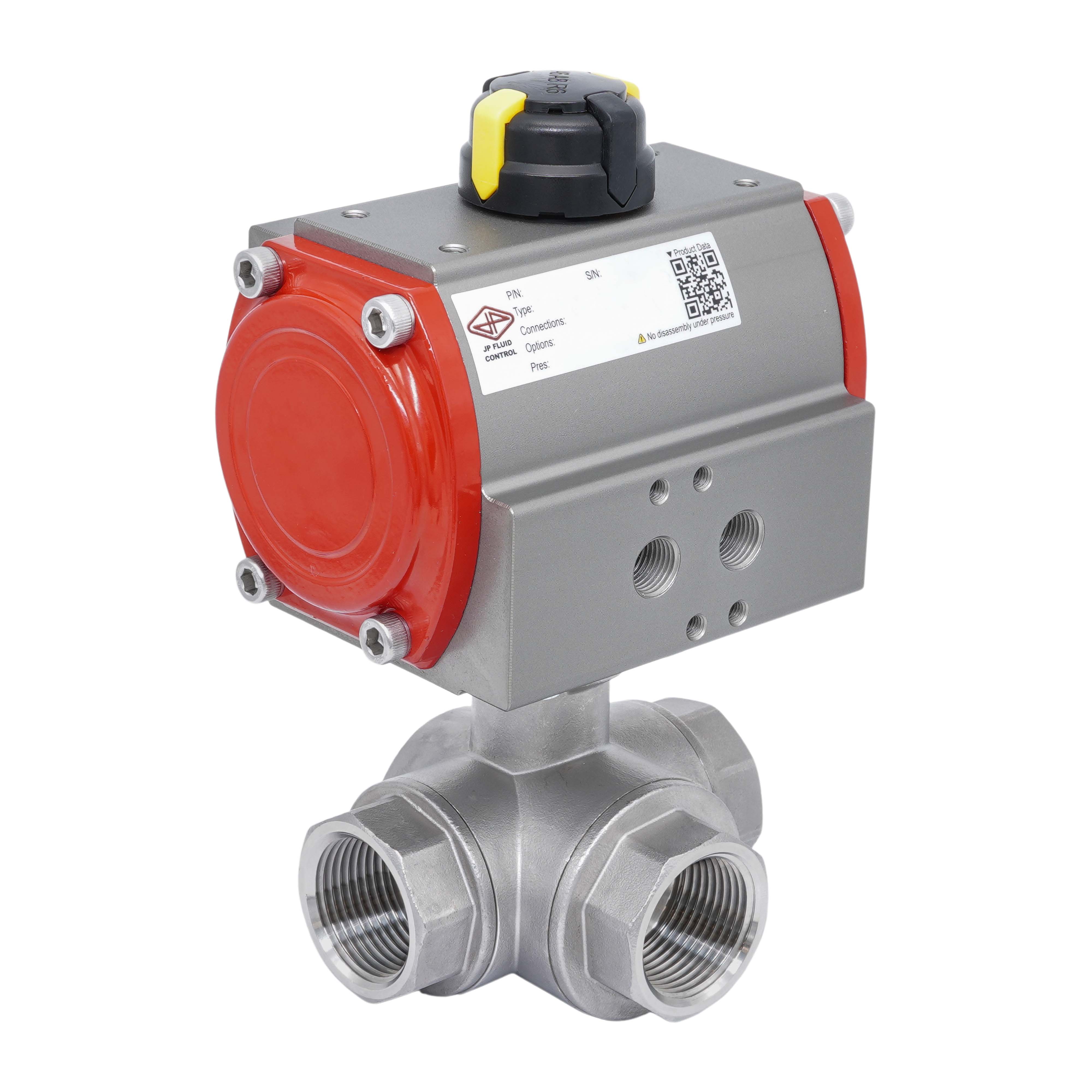 G 3/4'' L-Port 3-Way Pneumatic Stainless Steel Ball Valve Spring-Closed