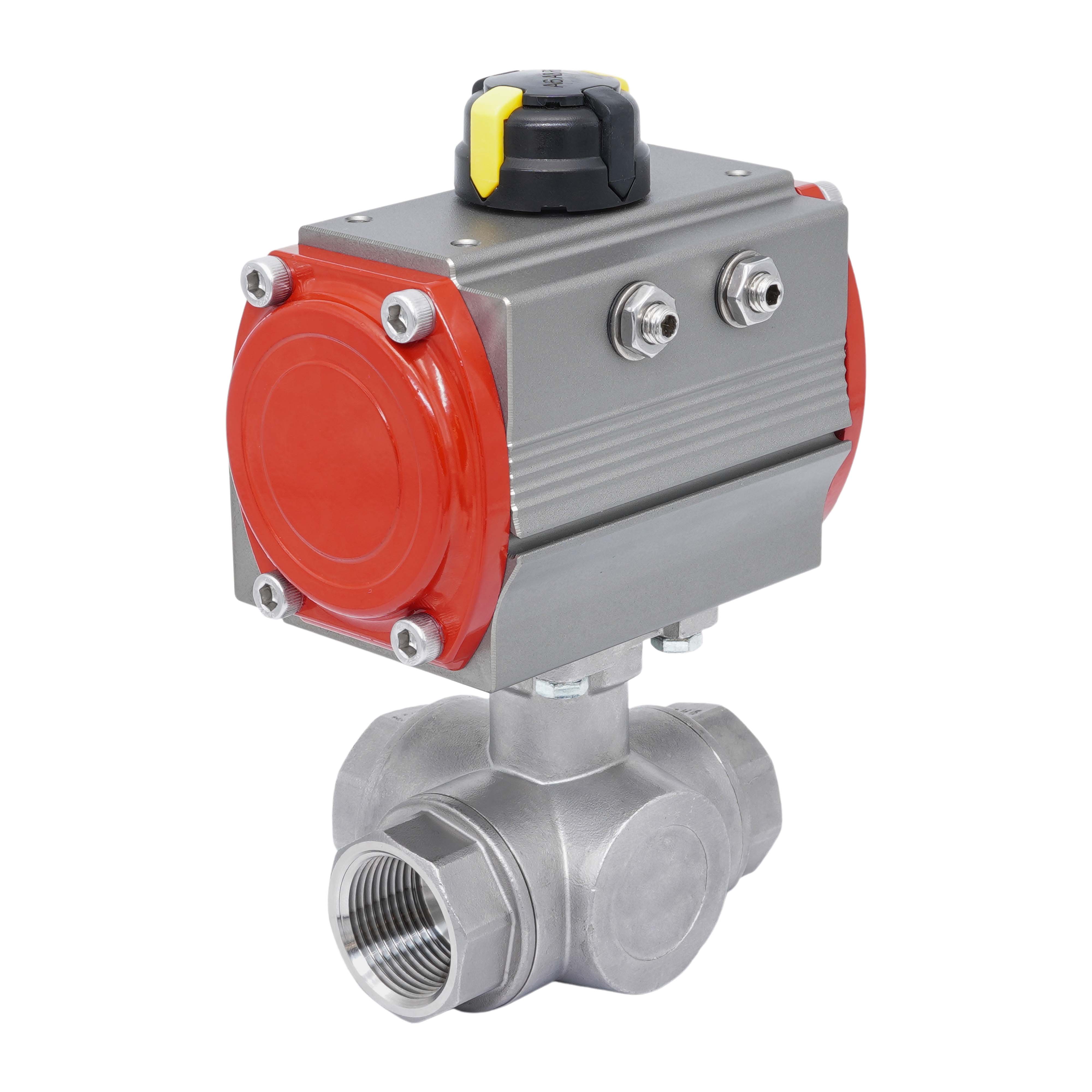 G 3/4'' L-Port 3-Way Pneumatic Stainless Steel Ball Valve Spring-Closed Bild 3