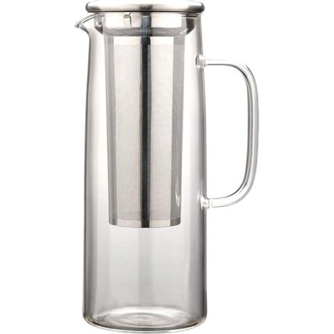 Wasserkrug Aus Glas Mit Edelstahlfilter, 1200 Ml Kaltbrühkaffeemaschine Mit Netzfilter