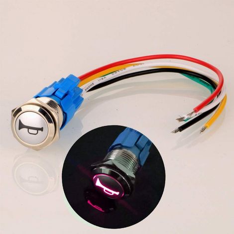 12v-24v/5a 16mm Vorverdrahteter Hupen-druckknopf, Wasserdichter Metall-druckknopfschalter Mit Roter Led