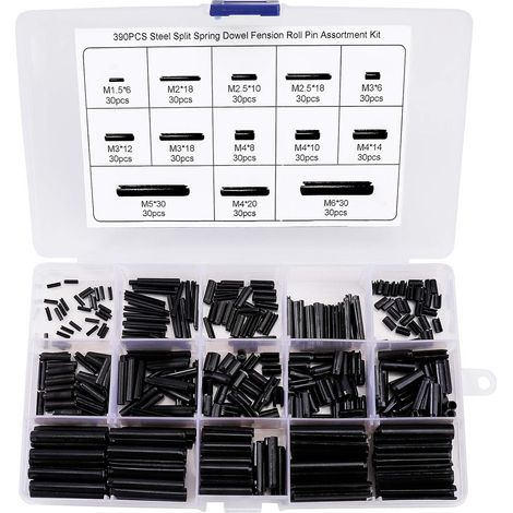 390-teiliges Federsplint-splint-sortimentsset Aus Manganstahl M1,5 M2 M2,5 M3 M4 M5 M6 Mit Box