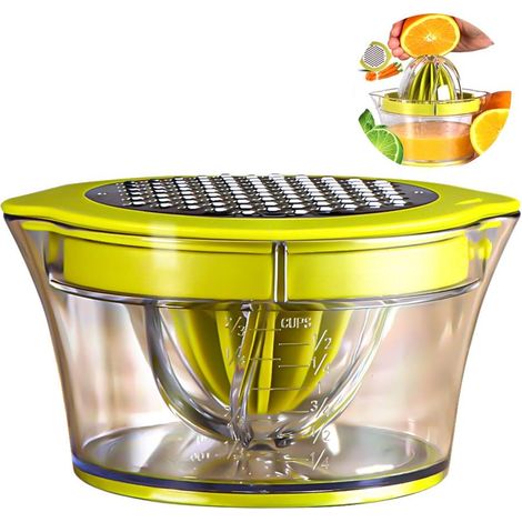 Multifunktionale Manuelle Zitruspresse, 4-in-1-entsafter Für Orangen, Zitronen, Zitrusfrüchte, Mit 1 Reibahle, Eingravierte Messung 400 Ml