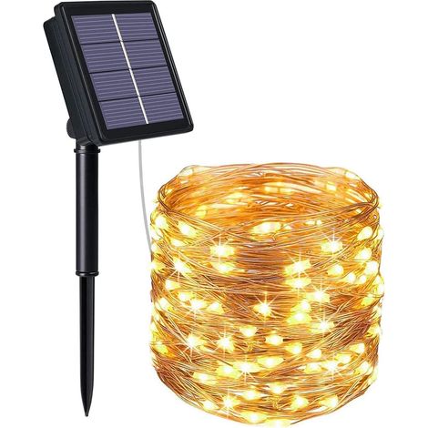 Solar-lichterkette, Gartenbeleuchtung (100 Leds, 8 Modi), 10 M, Wasserdichte Solarlampe Für Den Außenbereich, Wasserdicht Dekoriertes Licht Für Weihnachten, Hochzeit, Party,