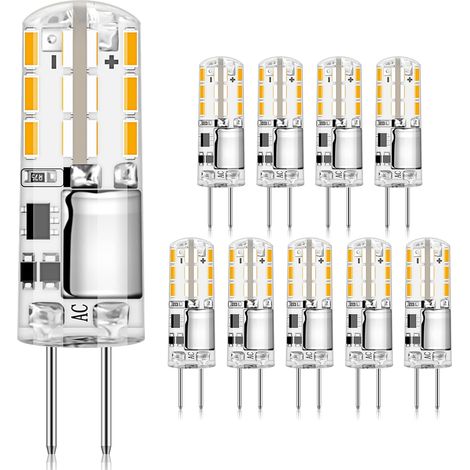 G4-led-leuchtmittel, 2 W G4, 3000 K Warmweißes Licht, 180 Lm, Ersatz Für 20 W-halogenlampen, Flimmerfrei Und Nicht Dimmbar, 12 V Ac/dc (10 Stück) [energieklasse E]