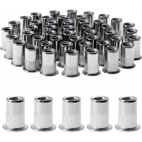 100 Stück M8 Nietmutter, Nietmuttern Aus Edelstahl, Sortiment M8 Gewindeeinsatzmutter Flachkopf Für Metall Kunststoff (14 Mm X 18 Mm)