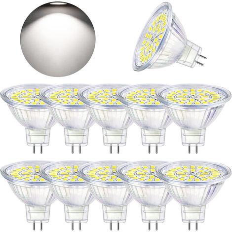 Gu5.3 Led-leuchtmittel, Kaltweiß 6000 K, Mr16 Led Ac Dc12 V, 3 W, Entspricht 30 W Halogen, Nicht Dimmbare Led-spot-glühbirnen, 10 Stück [energieklasse F]