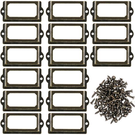 15 Stück Etikettenhalter Aus Metall Mit Schrauben Für Schreibtisch, Bücherregal, Bücherregal, Regale, Bronze, Größe 70 X 33 Mm