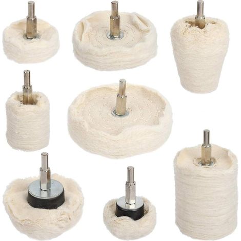 8-teiliges Polierpad-set Aus Baumwolle – Für Metall, Holz, Kunststoff, Glas Und Keramik – Verschiedene Formen Für Vertiefungen