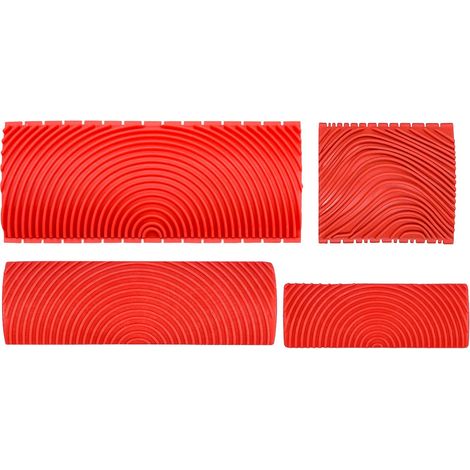 4-teiliges Holzmaserungswerkzeug, Holzeffektmaserung Zur Dekoration – Rot, Gummi-holzmaserungswerkzeug, Holzeffektmaserung Zur Dekoration