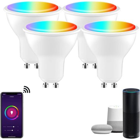 [4er-set] Gu10 5w Led-glühbirne, Gu10 Alexa, Rgbw 3000k-6500k, [app-steuerung] [sprachsteuerung], Kompatibel Mit Google Home, Alexa Und Echo.