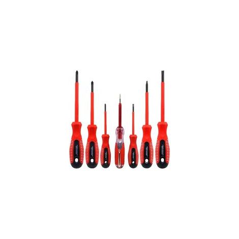 7-teiliges 1000-v-isoliertes Schraubendreher-set, Hochwertiger Cr-v-stahl Mit Magnetischen Schwarzoxid-bits Und Rutschfestem Tpr-griff
