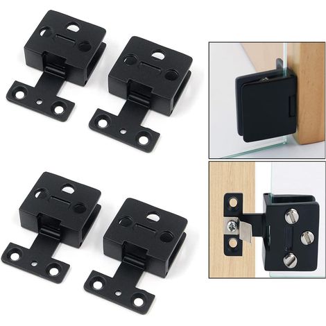 Glasschrank-türscharnier, 4 Stück, Weinschrank, Klemm-display-türscharnier, Mattschwarze Zinklegierung, Keine Löcher Zum Bohren