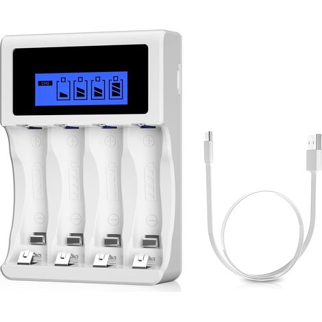 Lcd-schnellladegerät, 4 Steckplätze Universal-ladegerät Für Aa/aaa-batterien, Für 4 Ni-mh/ni-cd-batterien (usb-anschluss)