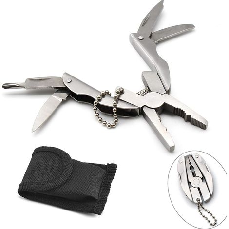 Multitool-zangen-set, Multifunktionales Taschenwerkzeug Mit Schwarzem Lederetui, Multitool-zangen Für Camping, Angeln, Wandern, Kochen, Picknick