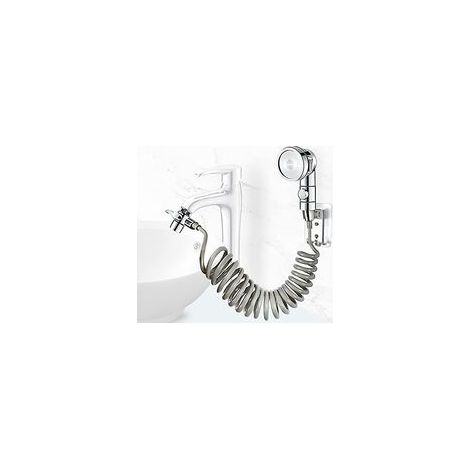 Waschbecken-duschkopf-set, Badezimmer-handbrause, Teleskopschlauch, Perfekt Zum Haarewaschen Oder Reinigen Des Waschbeckens (wasserhahn Nicht Im Lieferumfang Enthalten) (silber)