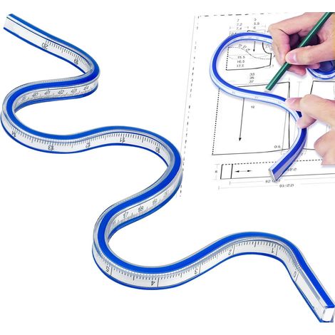 Flexibles Lineal, 50 Cm Pvc-lineal, Biegbares Kurvenlineal Klar Flexible Kurve, Doppelseitiges Kunststoff-schlangenlineal Für Büro, Schule, Studio, Technisches Zeichnen, Schreinerei – Blau