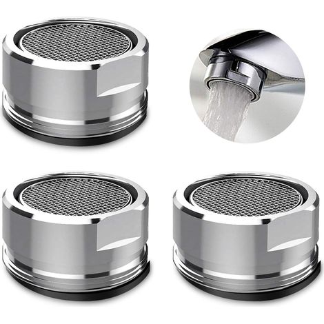 3-teiliger Wasserhahnbelüfter, Wasserhahnbelüfter, Wasserhahnfilter Mit Dichtung Für Küche, Badezimmer – Silber (außendurchmesser 24 Mm)