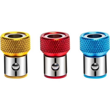 3-teiliger Schraubenhalter-magnetisierungsring, Universelles, Abnehmbares Magnetisches Legierungs-anti-rutsch-schraubendreher-zubehör Für 1/4-zoll-sechskantschaft-doppelschraubendreher-bits, Rot, Blau