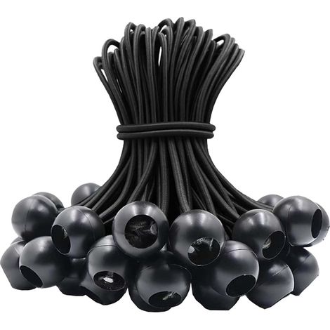 30 Stück Bungee-spanner, Gummispanner Mit Elastischer Kugel Für Planenzelte, Banner, Flagge, Camping, Pavillon (schwarz)
