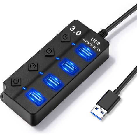 4-in-1, Mehrere Usb-anschlüsse Mit Unabhängigen Schaltern Und Led-leuchten, Mehrere Usb-anschlüsse, 1 Usb 3.0-anschluss Und 3 Usb 2.0-anschlüsse, Multi-usb Für Datenübertragung Und Pc-aufladung