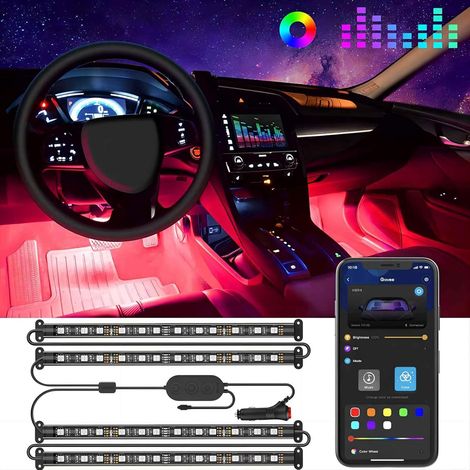 Innenraum-autozubehör, Auto-rgb-led-streifen, Autodekoration, App-steuerung, Zweizeiliges Design, Wasserdicht, Mehrfarbig [energieklasse A+++]