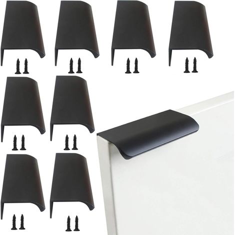 Küchenmöbelgriff, Aluminiumlegierung, Gebürstetes Nickel, Schubladengriffe, Schwarze Schranktürknöpfe, Schrankgriff, Möbelschublade, Versteckte Installation, 8 Stück (80 Mm)