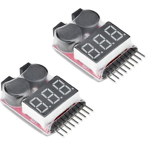 Rc 1–8 S Lipo-batterietester, Monitor, Summer, Niederspannungsalarm, Spannungsprüfer Mit Led-anzeige Für Lipo Life Limn Li-ion-akku (2 Stück)